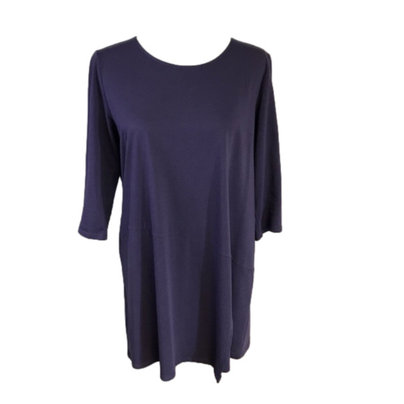 J. Jill Tops - J Jill purple crew neck cotton/modal Wrap Tunic top 3/4 sleeve EUC